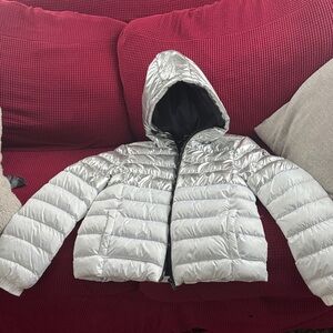 Brave Soul Metallic Silver Hooded Puffer Jacket